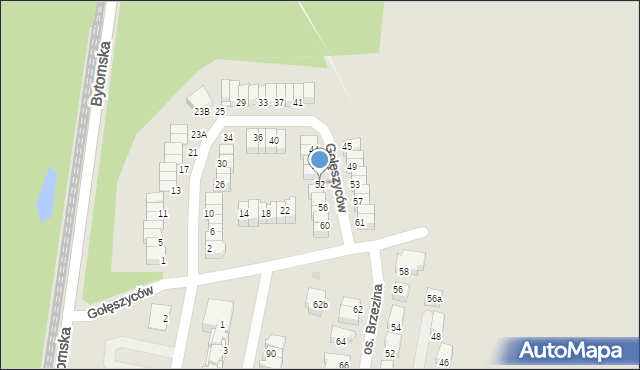 Świętochłowice, Gołęszyców, 52, mapa Świętochłowice