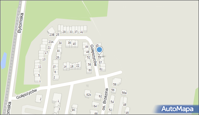 Świętochłowice, Gołęszyców, 53, mapa Świętochłowice