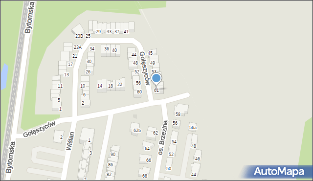 Świętochłowice, Gołęszyców, 61, mapa Świętochłowice