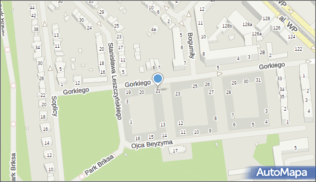 Szczecin, Gorkiego Maksyma, 21, mapa Szczecina