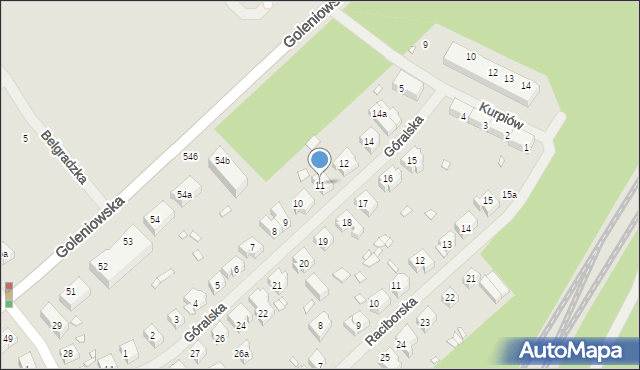 Szczecin, Góralska, 11, mapa Szczecina