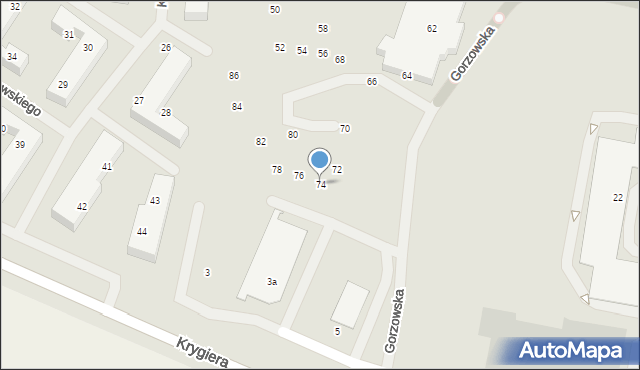 Szczecin, Gorzowska, 74, mapa Szczecina