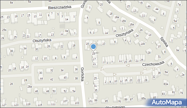 Szczecin, Gorlicka, 13, mapa Szczecina