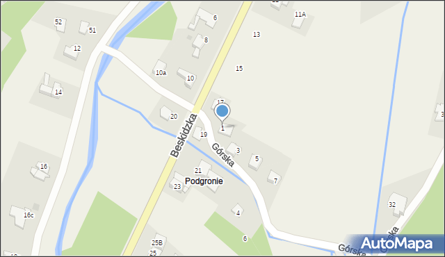 Targanice, Górska, 1, mapa Targanice