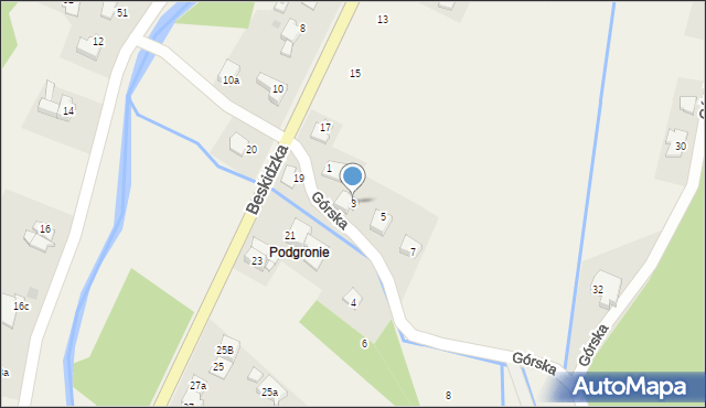 Targanice, Górska, 3, mapa Targanice