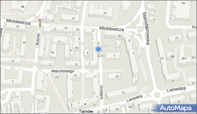 Tarnów, Goslara Juliana, 6, mapa Tarnów