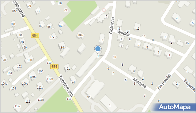 Toruń, Gościnna, 1, mapa Torunia