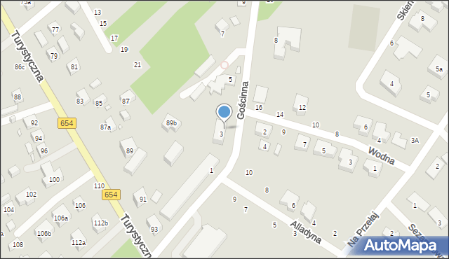 Toruń, Gościnna, 3b, mapa Torunia