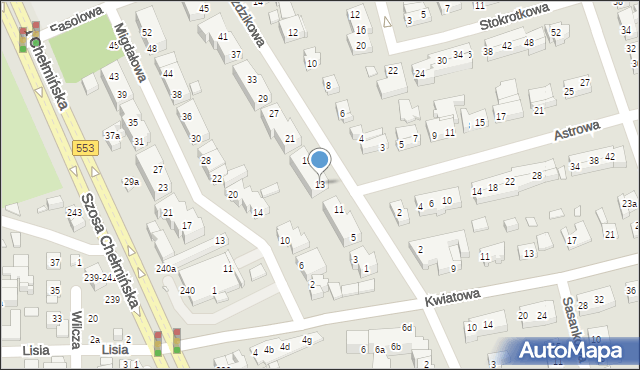 Toruń, Goździkowa, 13, mapa Torunia