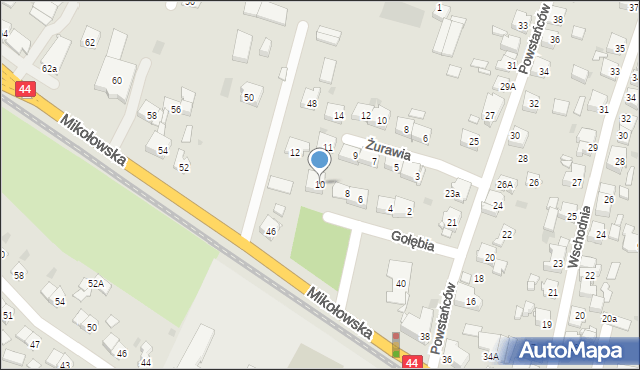 Tychy, Gołębia, 10, mapa Tychów