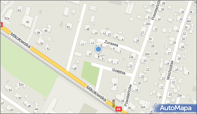 Tychy, Gołębia, 8, mapa Tychów