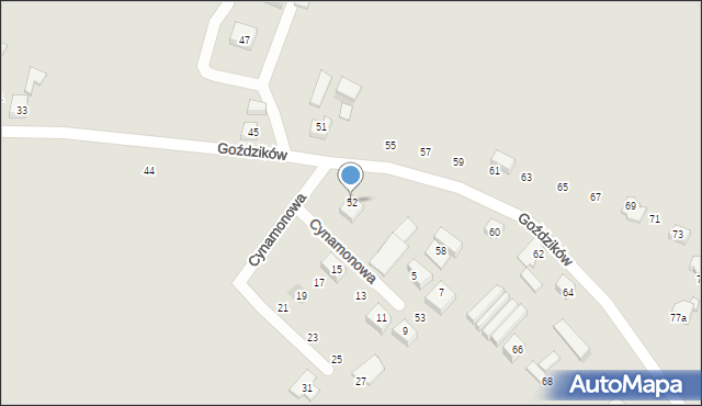 Tychy, Goździków, 52, mapa Tychów