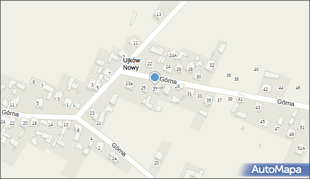Ujków Nowy, Górna, 27, mapa Ujków Nowy