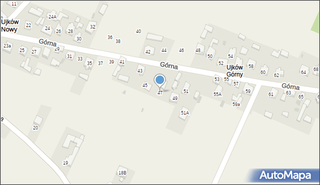 Ujków Nowy, Górna, 47, mapa Ujków Nowy