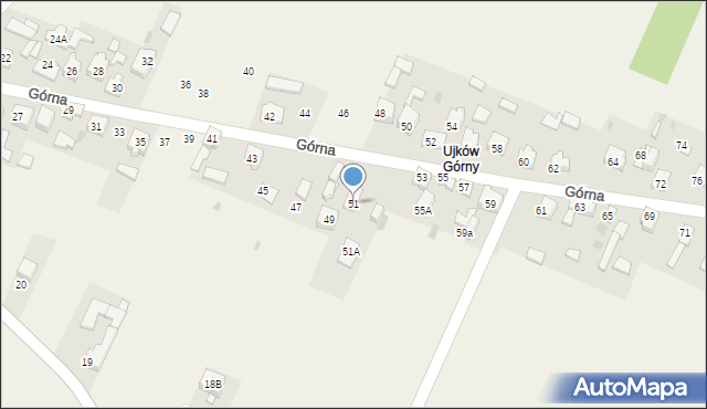 Ujków Nowy, Górna, 51, mapa Ujków Nowy