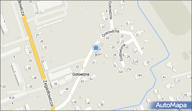 Wadowice, Gotowizna, 26, mapa Wadowice