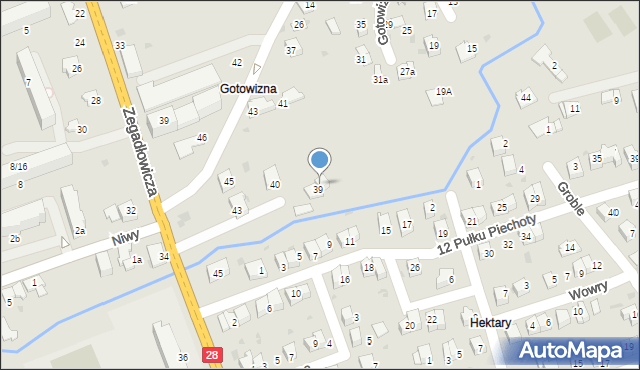 Wadowice, Gotowizna, 39a, mapa Wadowice