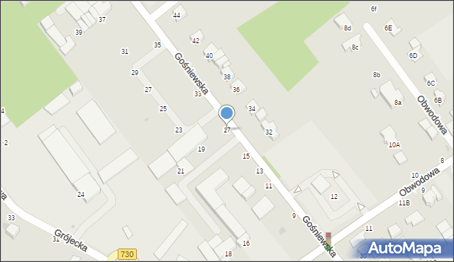 Warka, Gośniewska, 17, mapa Warka