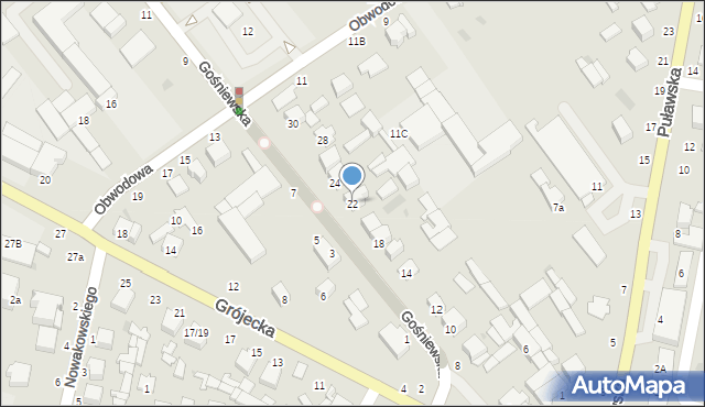 Warka, Gośniewska, 22, mapa Warka