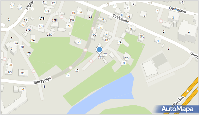 Warszawa, Gościniec, 11, mapa Warszawy