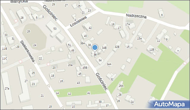 Warszawa, Gościniec, 36, mapa Warszawy