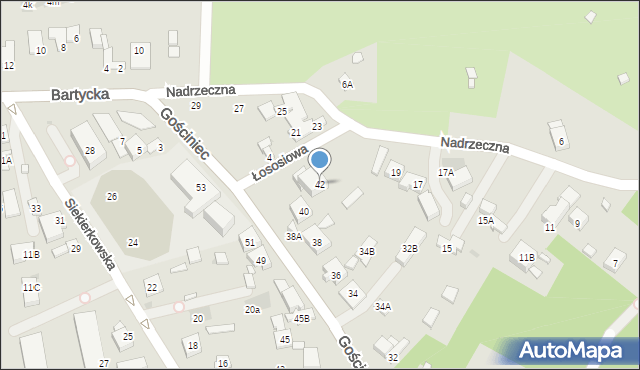 Warszawa, Gościniec, 42, mapa Warszawy