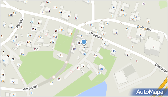 Warszawa, Gościniec, 7, mapa Warszawy