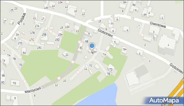 Warszawa, Gościniec, 7B, mapa Warszawy