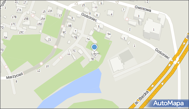 Warszawa, Gościniec, 7D, mapa Warszawy