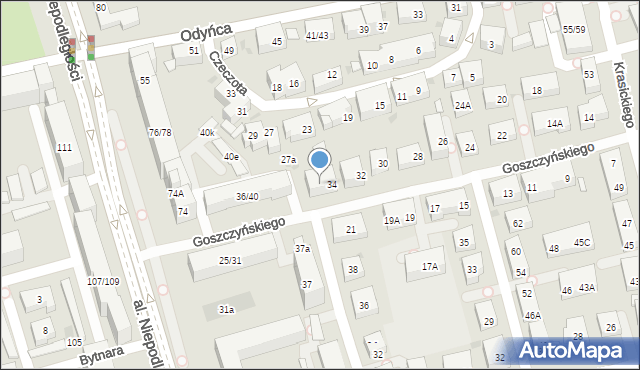 Warszawa, Goszczyńskiego Seweryna, 34A, mapa Warszawy