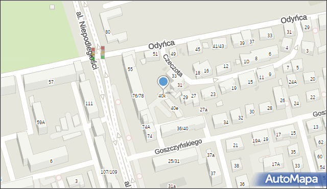 Warszawa, Goszczyńskiego Seweryna, 40l, mapa Warszawy