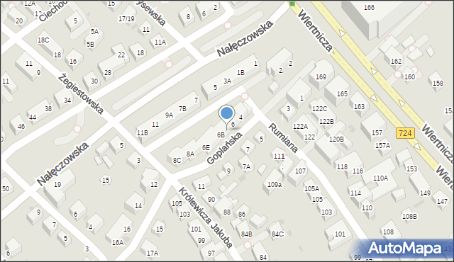 Warszawa, Goplańska, 6A, mapa Warszawy