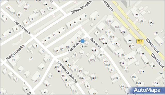 Warszawa, Goplańska, 7, mapa Warszawy