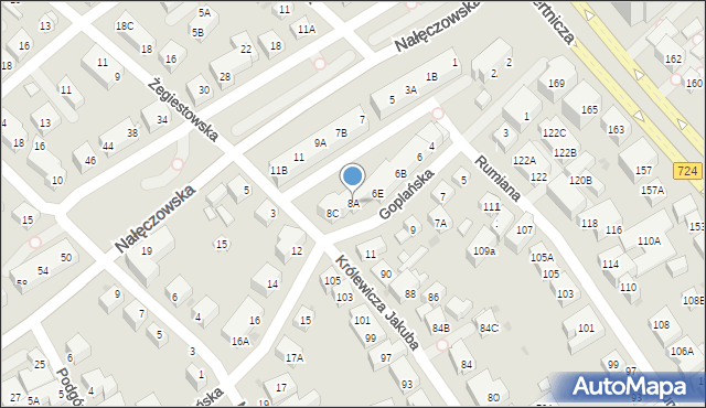 Warszawa, Goplańska, 8A, mapa Warszawy