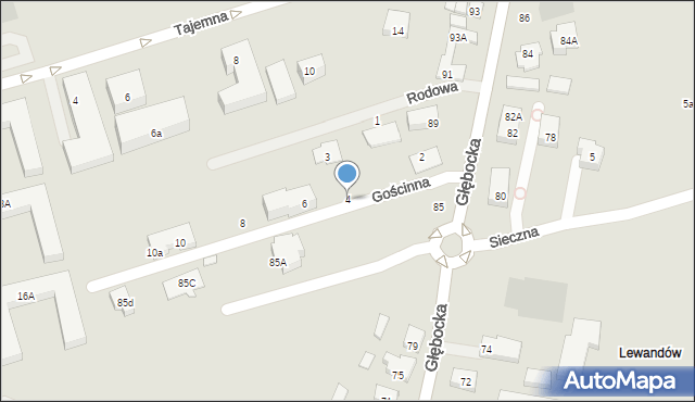 Warszawa, Gościnna, 4, mapa Warszawy