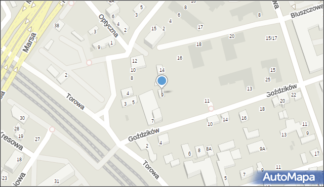 Warszawa, Goździków, 9, mapa Warszawy