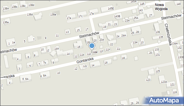 Warszawa, Gontarska, 11d, mapa Warszawy
