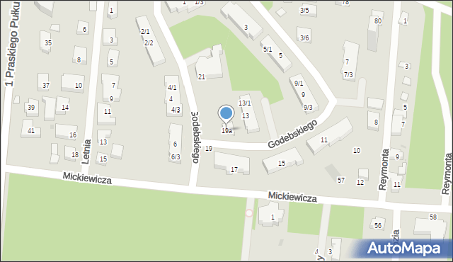 Warszawa, Godebskiego Cypriana, 19a, mapa Warszawy