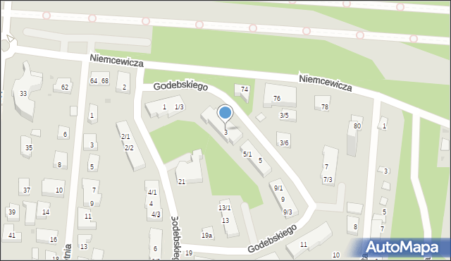 Warszawa, Godebskiego Cypriana, 3/2, mapa Warszawy