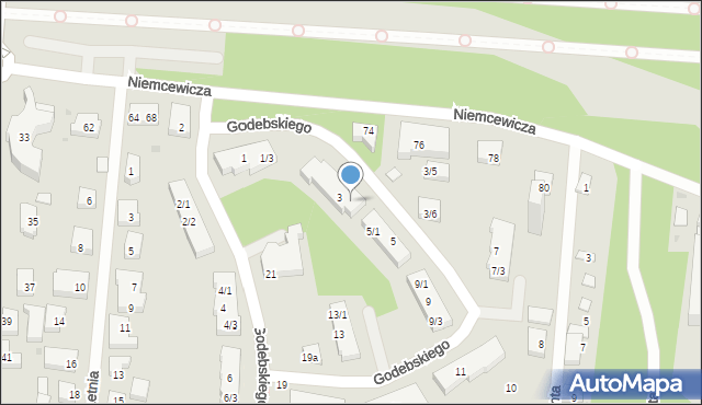 Warszawa, Godebskiego Cypriana, 3/3, mapa Warszawy