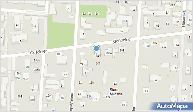 Warszawa, Gościniec, 104, mapa Warszawy