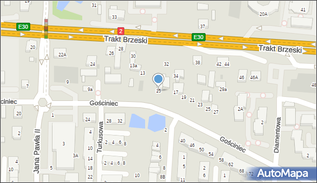 Warszawa, Gościniec, 15, mapa Warszawy