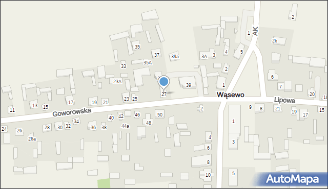 Wąsewo, Goworowska, 27, mapa Wąsewo