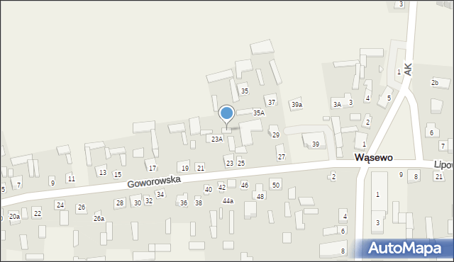 Wąsewo, Goworowska, 31, mapa Wąsewo