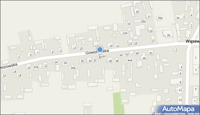Wąsewo, Goworowska, 34, mapa Wąsewo