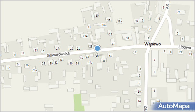 Wąsewo, Goworowska, 46, mapa Wąsewo