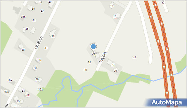 Wilkowice, Gołębia, 26, mapa Wilkowice