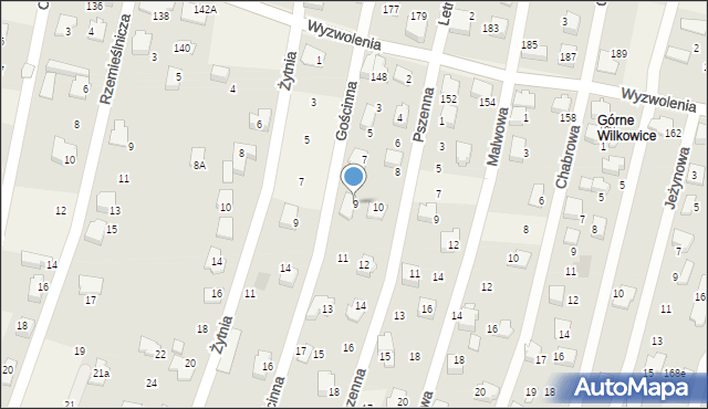 Wilkowice, Gościnna, 9, mapa Wilkowice
