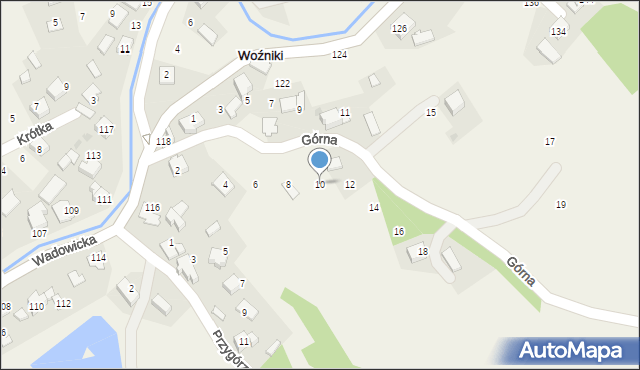 Woźniki, Górna, 10, mapa Woźniki