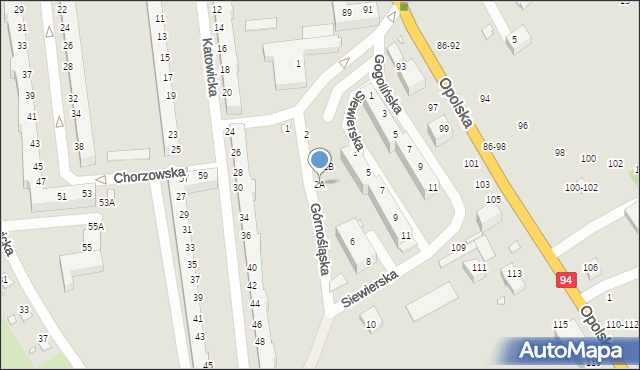 Wrocław, Górnośląska, 2A, mapa Wrocławia